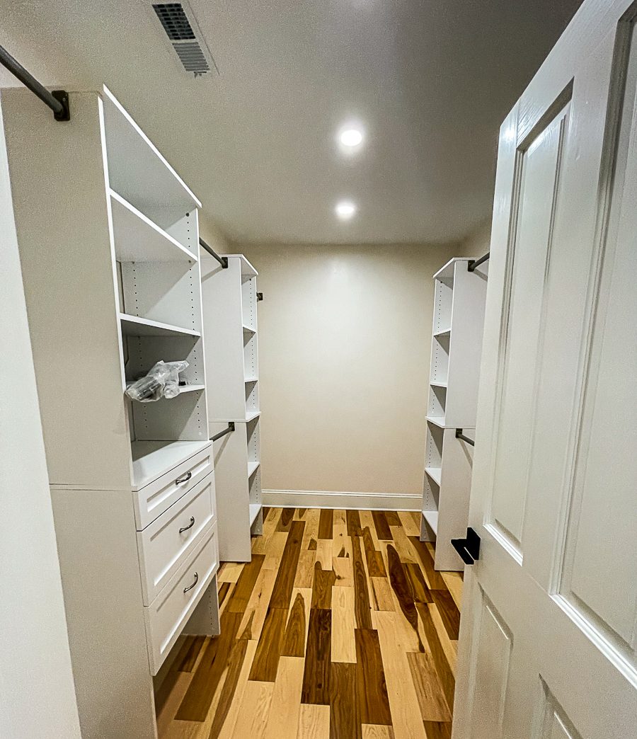Hanging and shelving built to fit, a custom closet by Sidney Design and Build in Winchester, VA