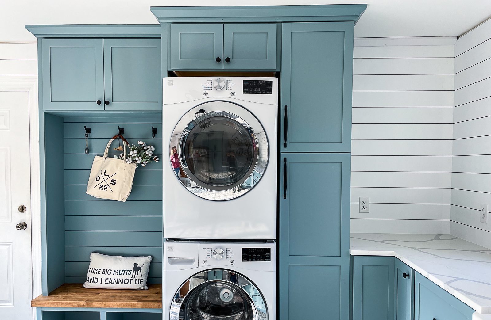 Laundry, lockers and storage in one room, a laundry room remodel by Sidney Design and Build in Winchester, VA